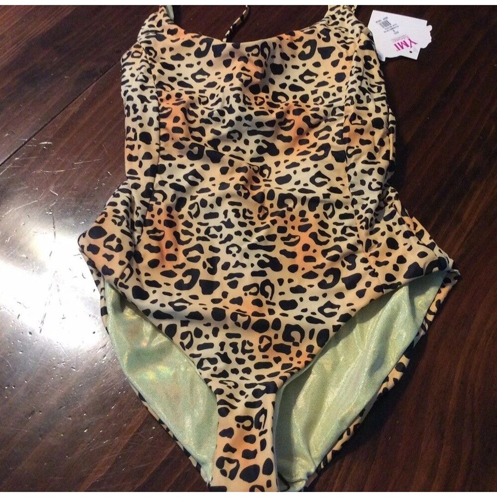 YMI Multi Gold Cheetah Reversible Summer Love One Piece Swimsuit Women’s NWT